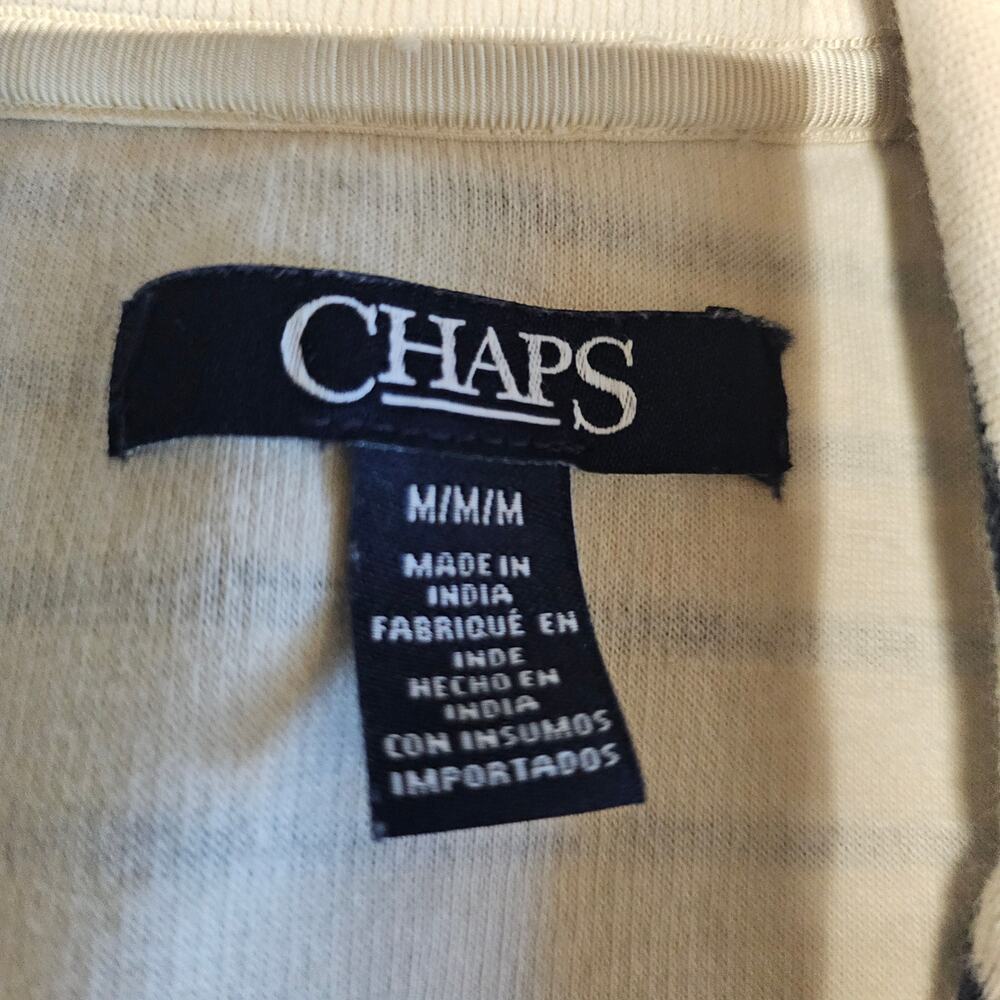 Chaps Nautical Preppy Knit Blazer Jacket Cream Navy Stripes Womens M 3613 - Picture 3 of 8